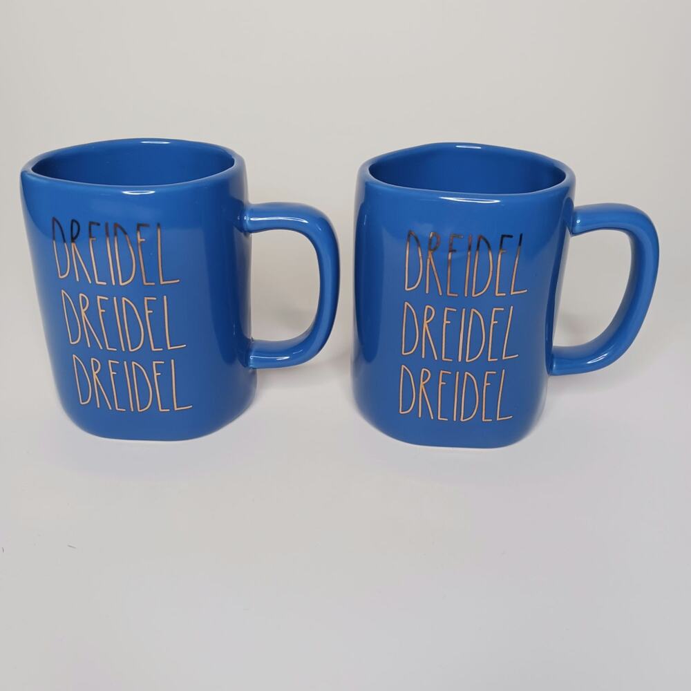 RAE DUNN Dreidel mug set, New, Blue, Hanukkah